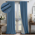 Denim Blue Back Tab Blackout Curtains 108 in Long - Darkening Drapes