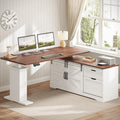 SEDETA Farmhouse L Shaped Standing Desk, 55 in - Adjustable Corner
