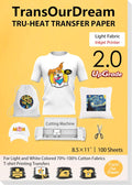 TransOurDream Upgraded Heat Transfer Paper for T Shirts - Pack of 100