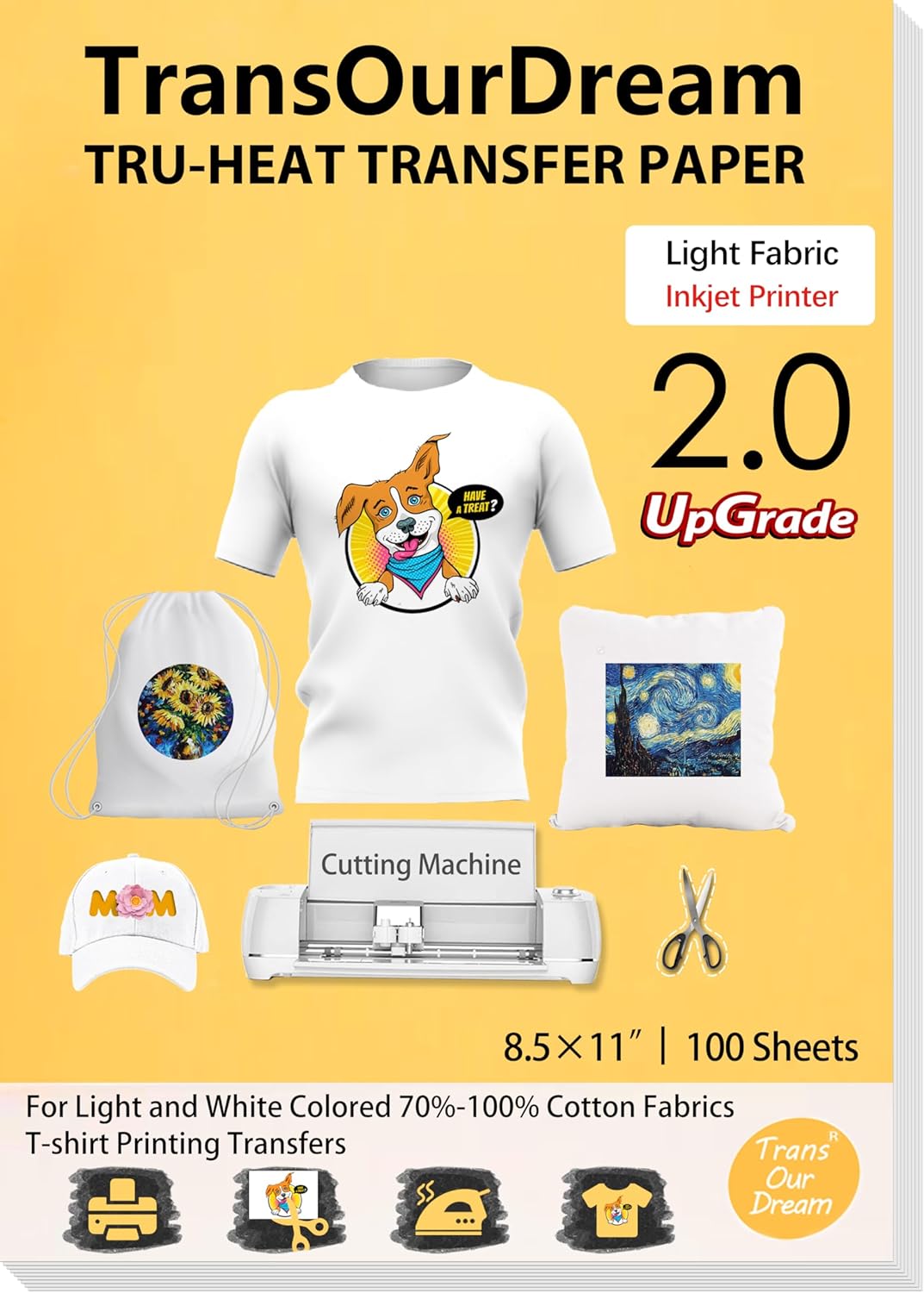 TransOurDream Heat Transfer Paper for T Shirts - 100 Sheets