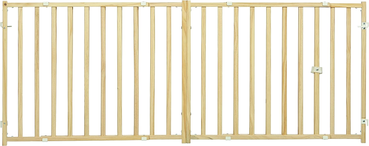 Midwest Extra-Wide Wooden Dog Gate - Expandable 50-94 - Natural Wood