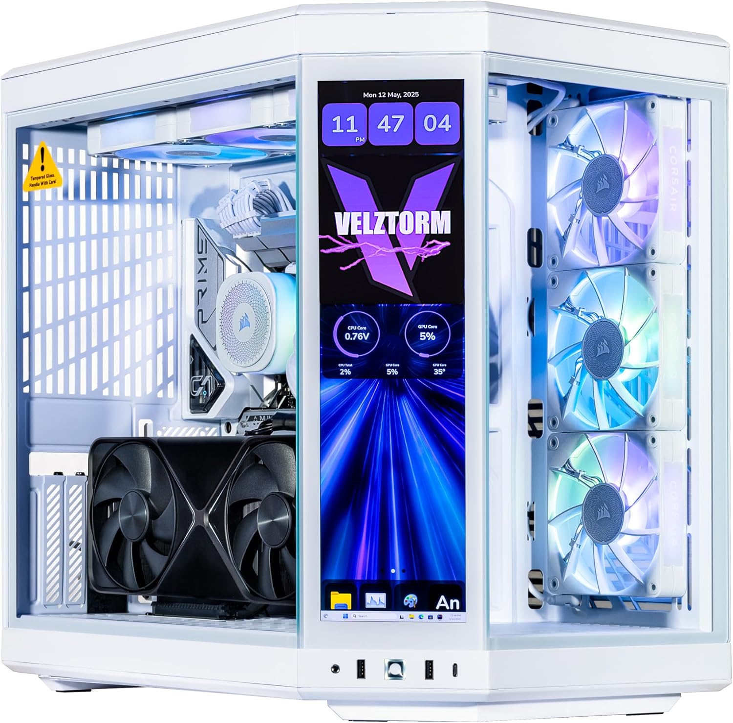 Velztorm LCD White Praetix Custom Built Y70 Gaming Desktop PC
