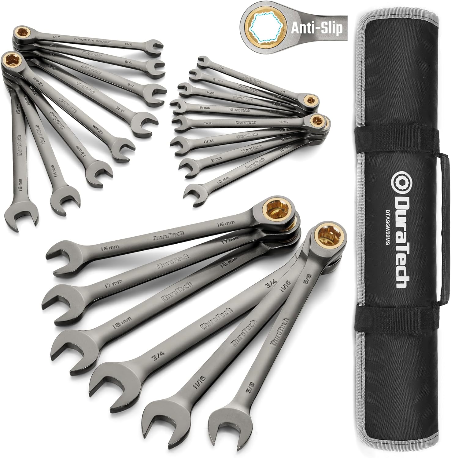 DURATECH Anti-Slip Ratcheting Wrench Set for Every Task