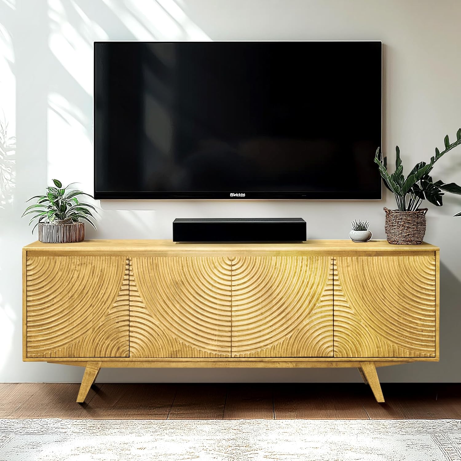 Modern Farmhouse TV Stand with Cable Management