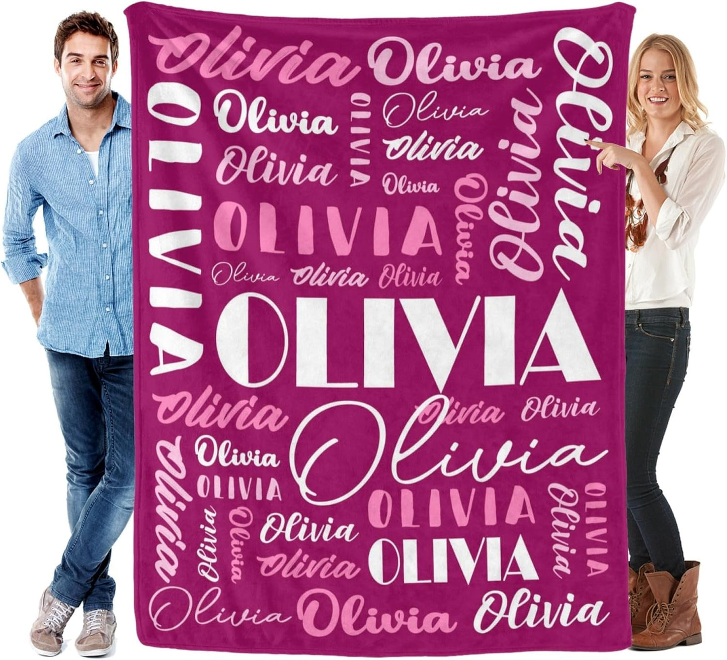 Personalized Name Blanket for Adults and Kids - Custom Flannel Throw
