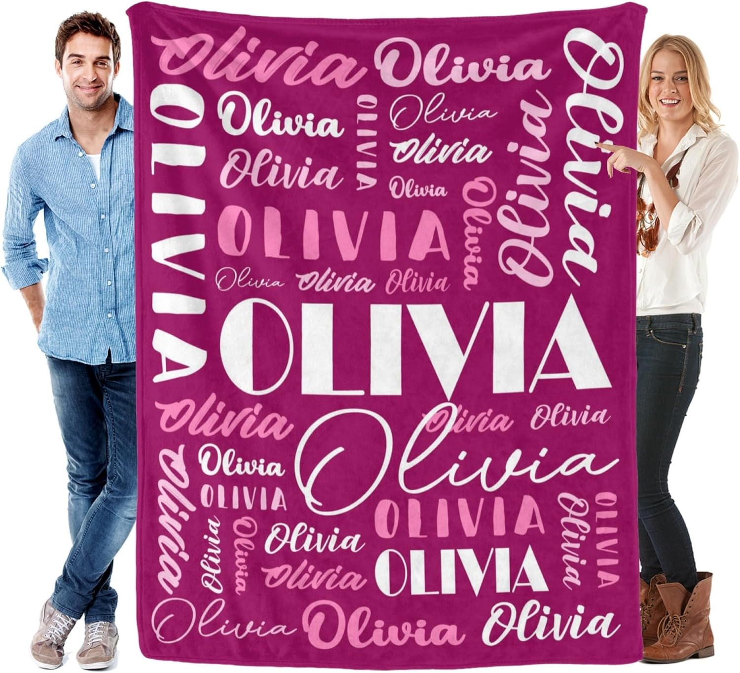 Personalized Name Blanket for Adults and Kids - Custom Flannel Throw