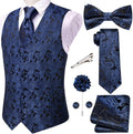 Hi-Tie Men's Silk Vest Bowtie Set for Formal Occasions