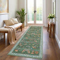 2.5x8 Runner Rug for Hallway Non Slip Washable Soft Green