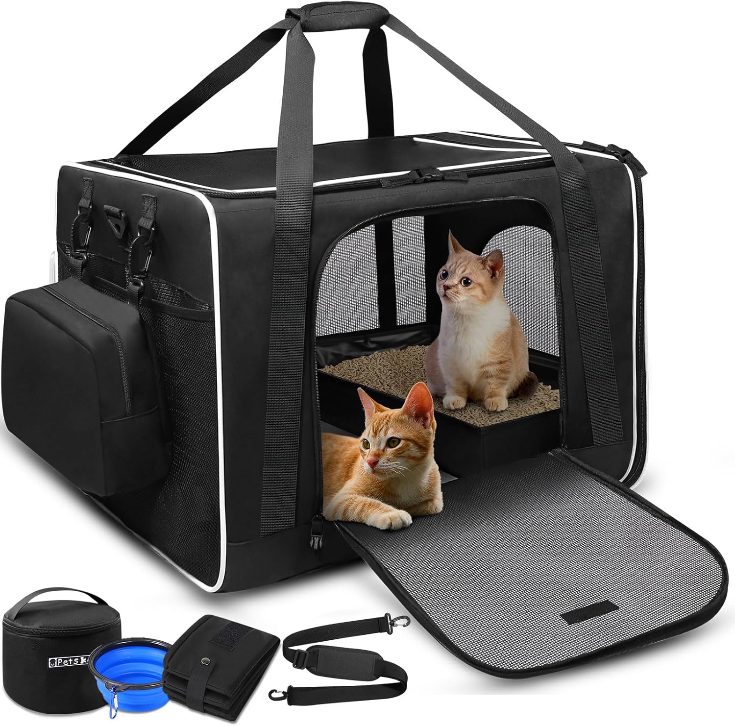 Extra Large Cat Carrier with Litter Box for Safe Travel