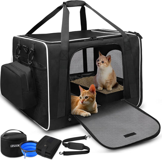 Extra Large Cat Carrier with Litter Box for Safe Travel