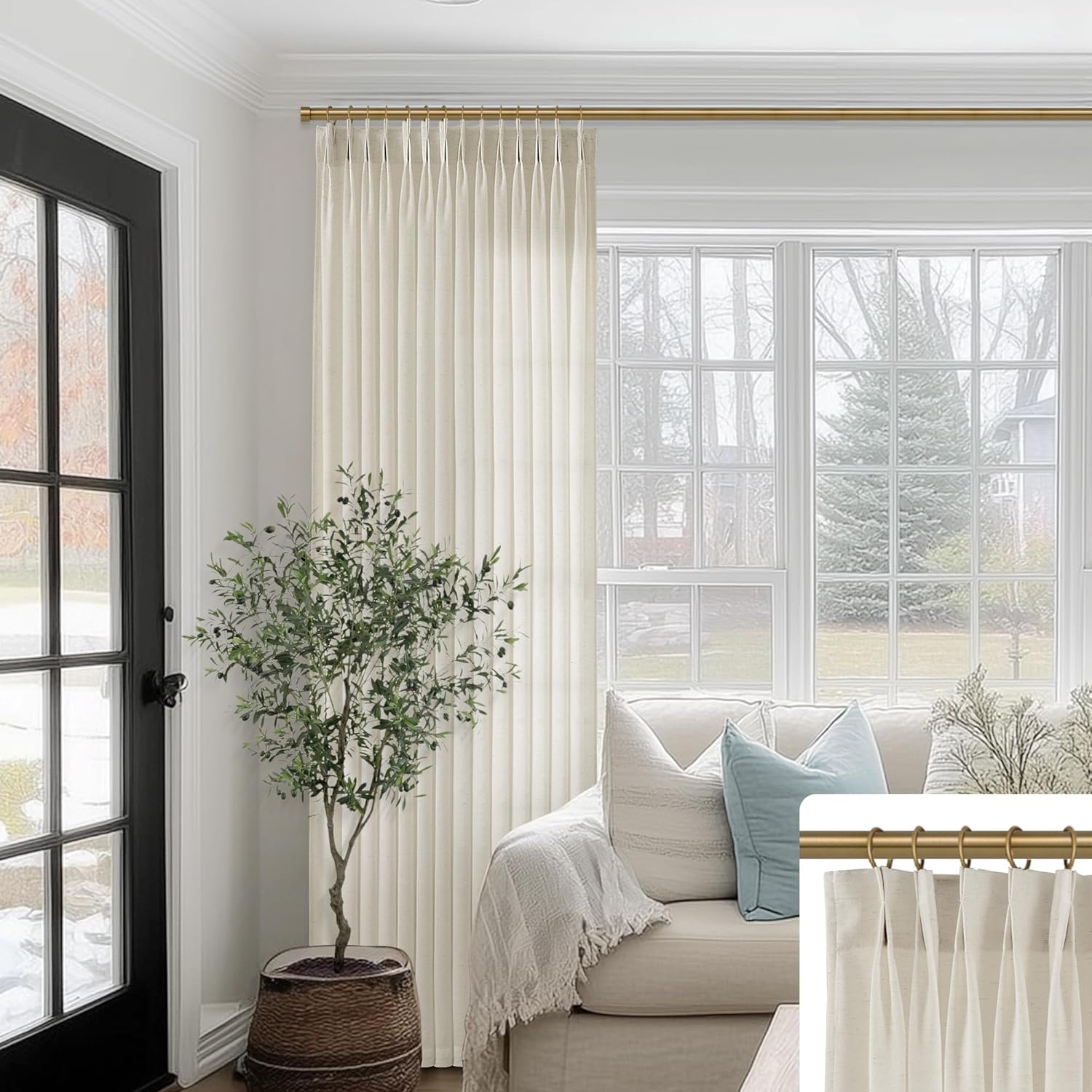 Elegant Beige Oatmeal Neutral Curtains for Living Room 84 in