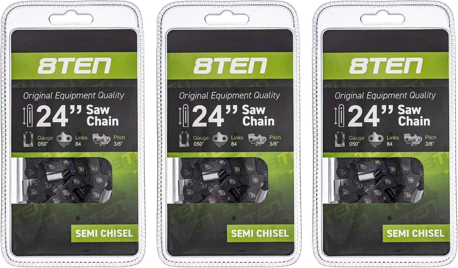 8TEN Chainsaw Chain for Stihl and Husqvarna 24 inch 3 Pack