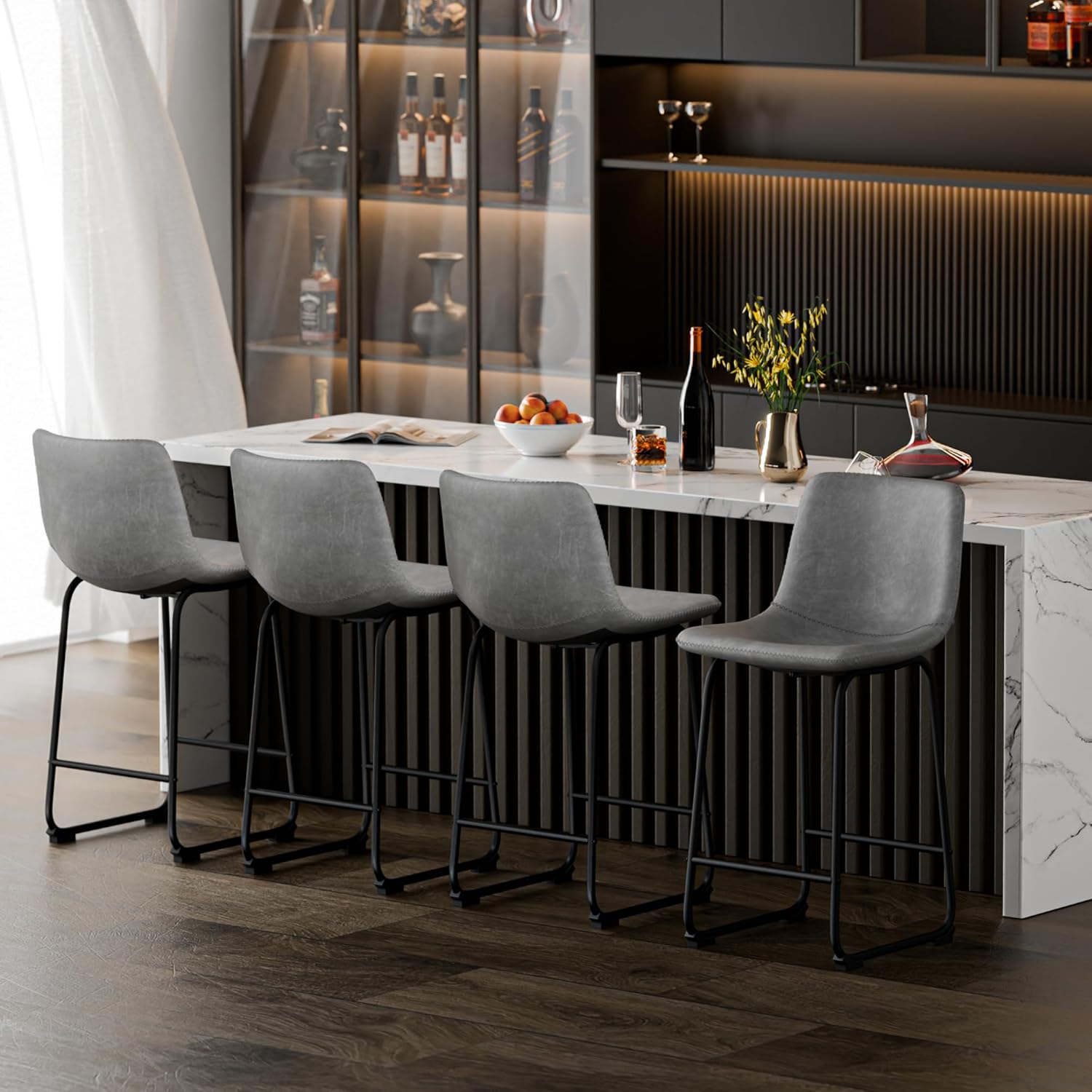 Bar Stools Set of 4, 26 Inches Counter Height Stools