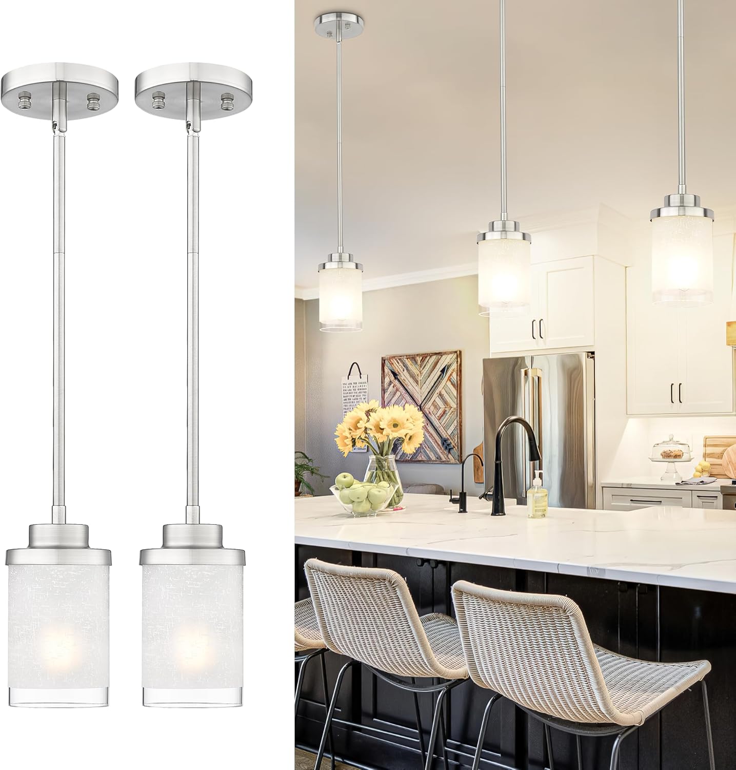 Modern Pendant Light for Kitchen Island by TENGXIN - 2 Pack