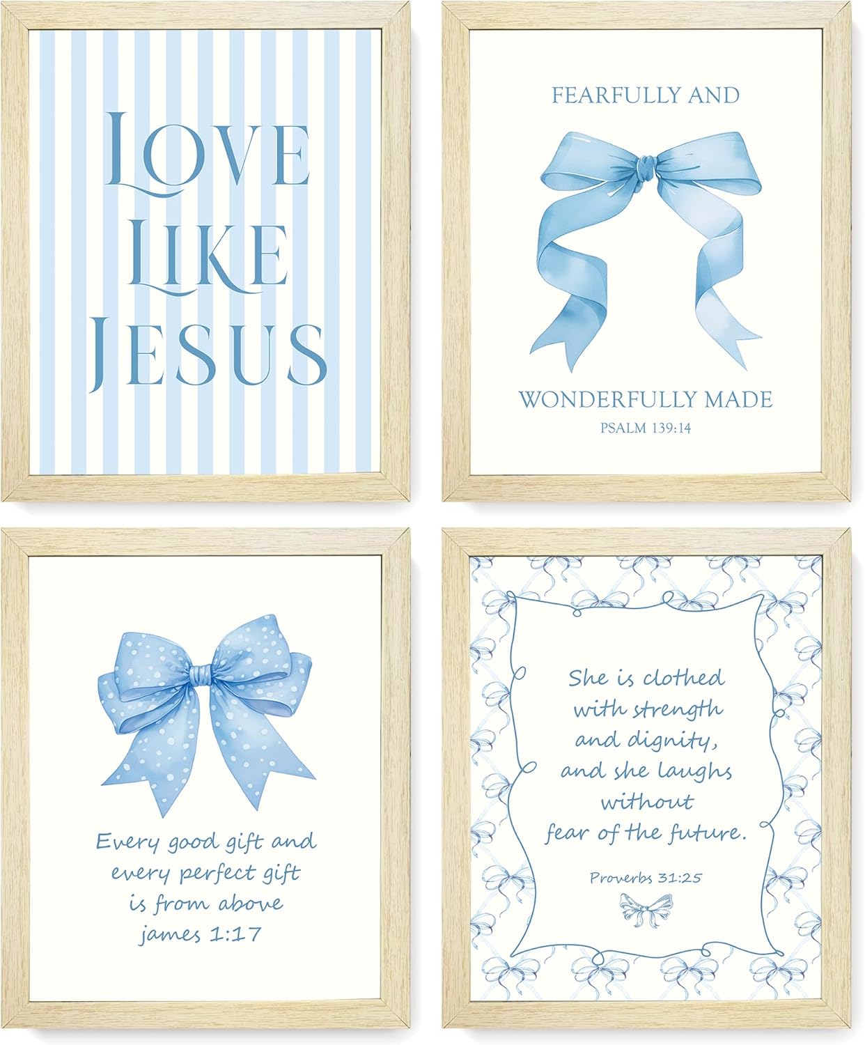 Coquette Blue Bow Wall Art Decor for Teen Girls' Rooms