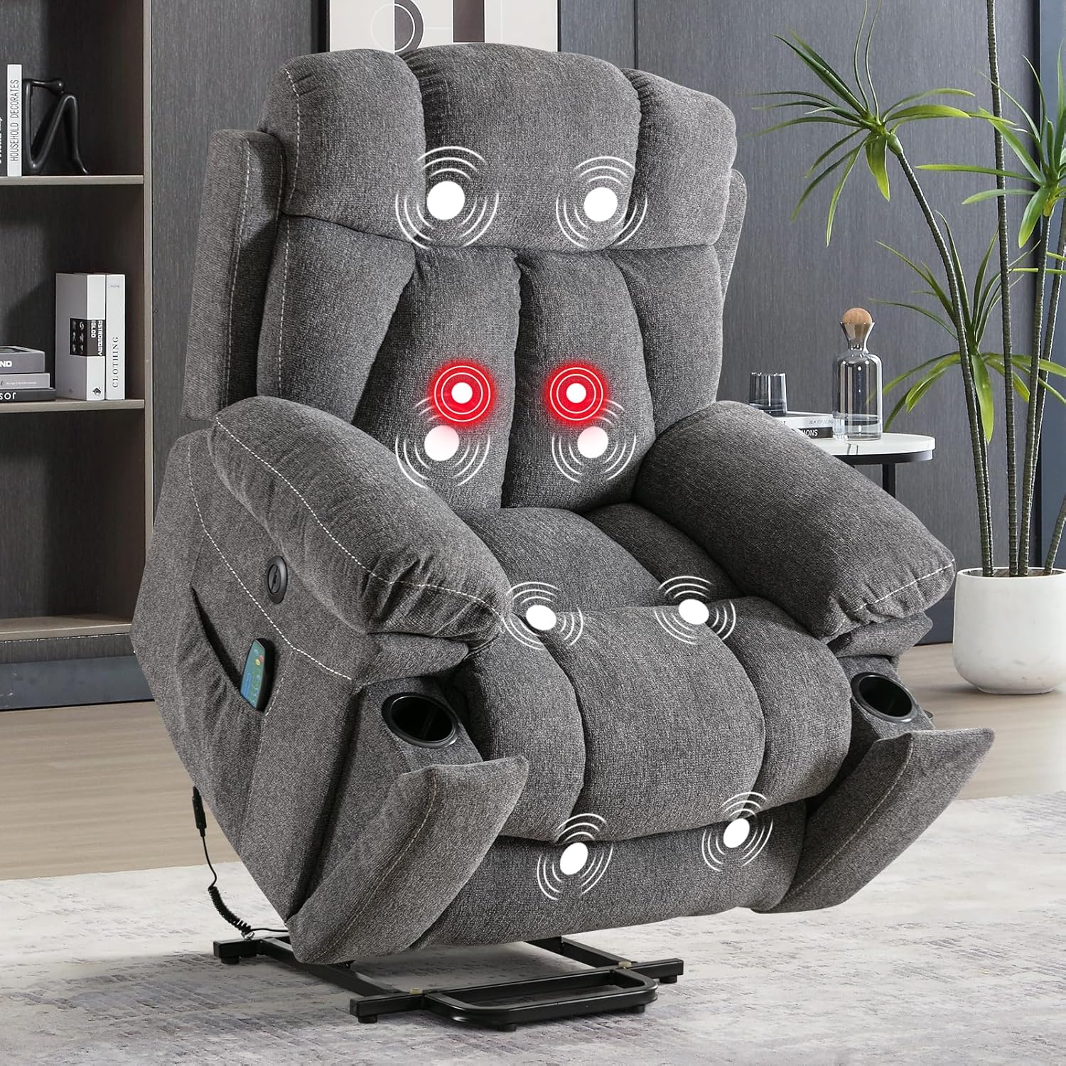 Power Lift Recliner Chair with Massage and Heat for Comfort