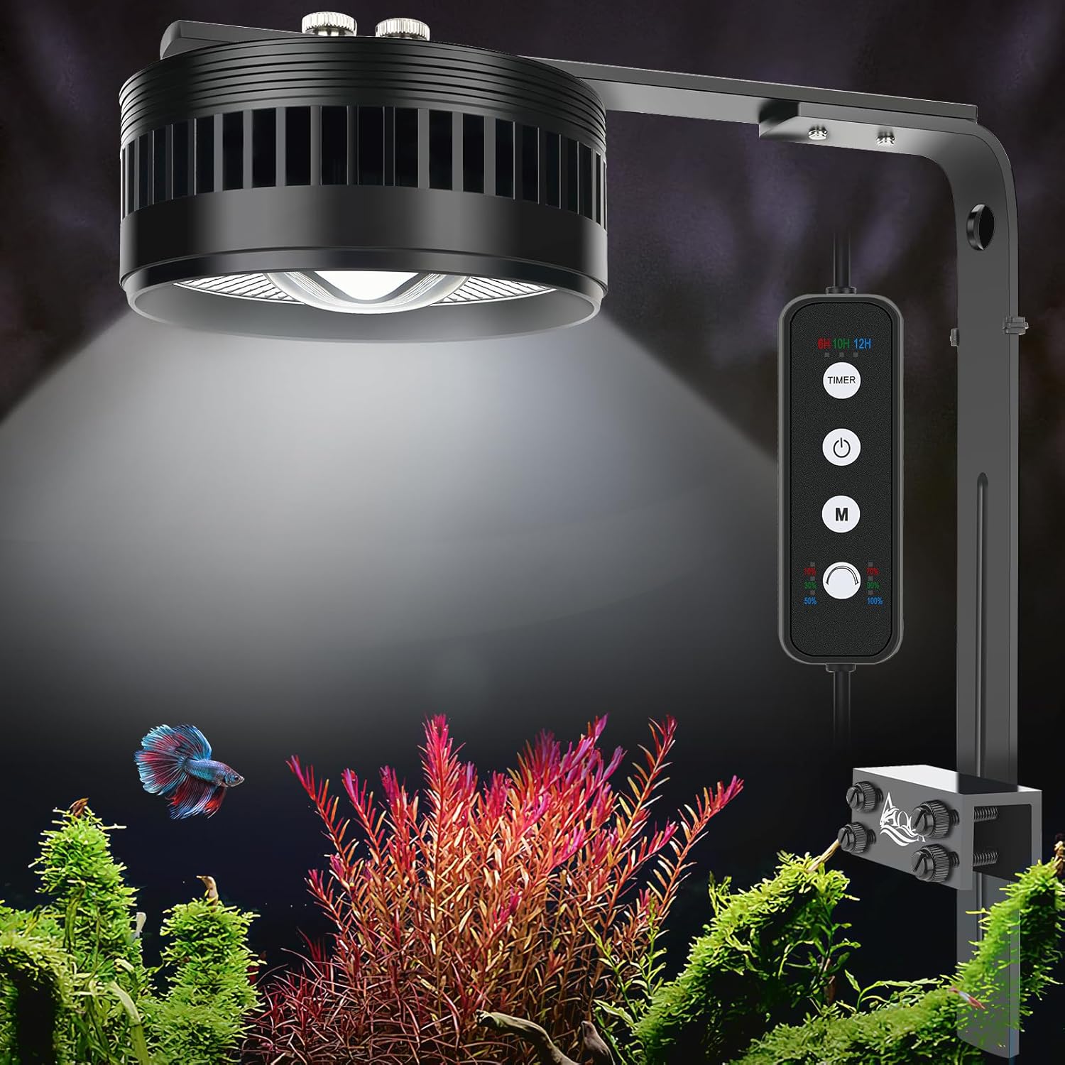 AQQA Aquarium Clip-On Stream Light with 3 Modes and Timer
