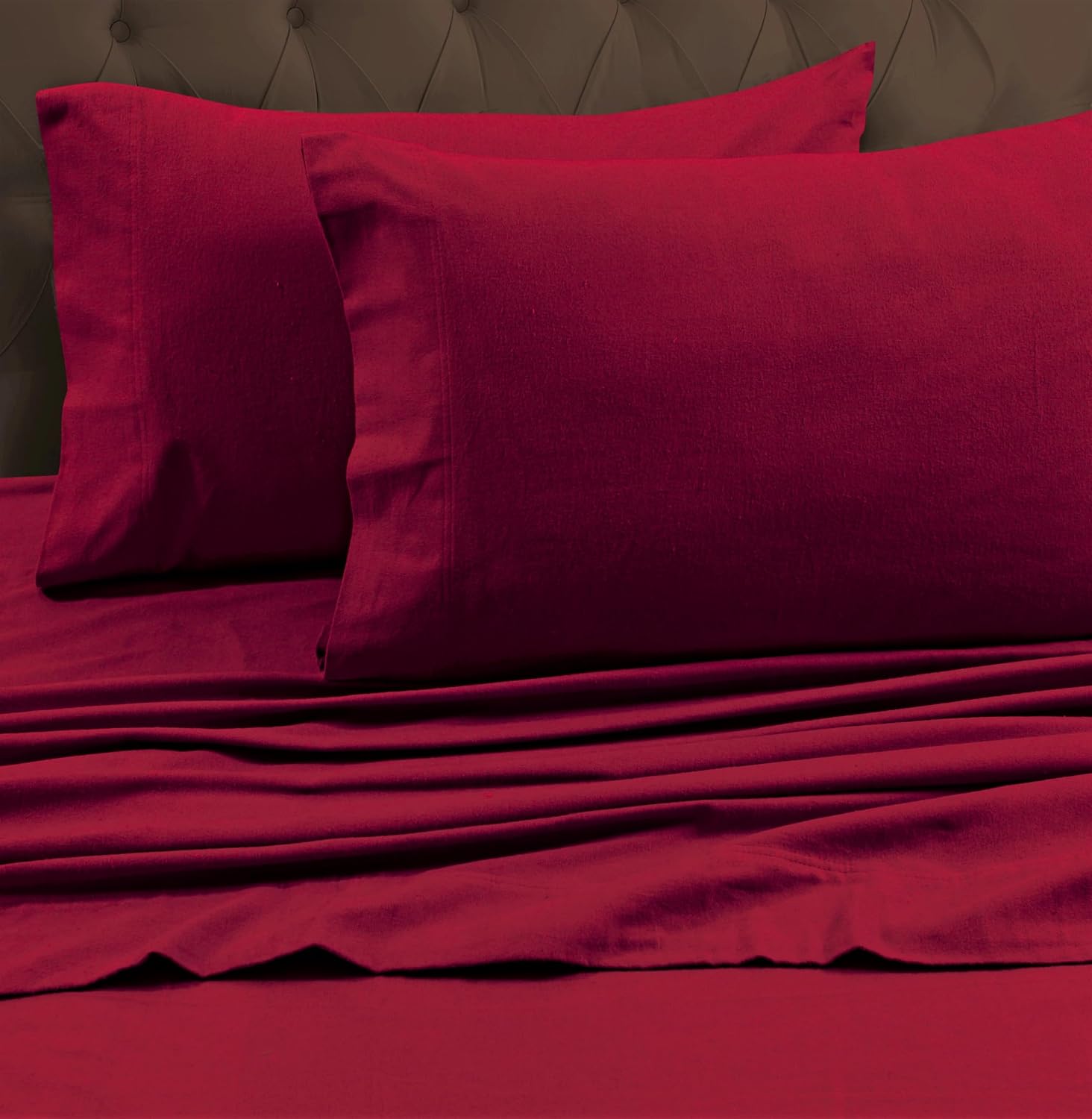 Luxury Solid Flannel King Flat Sheet in Deep Red for Comfort