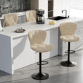 Bar Stools Set of 4 Khaki Adjustable Swivel Counter Stools - High Back
