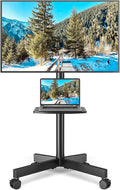 Rolling TV Stand with Shelf for 23-60 in TVs - Mobile Tilt & Height