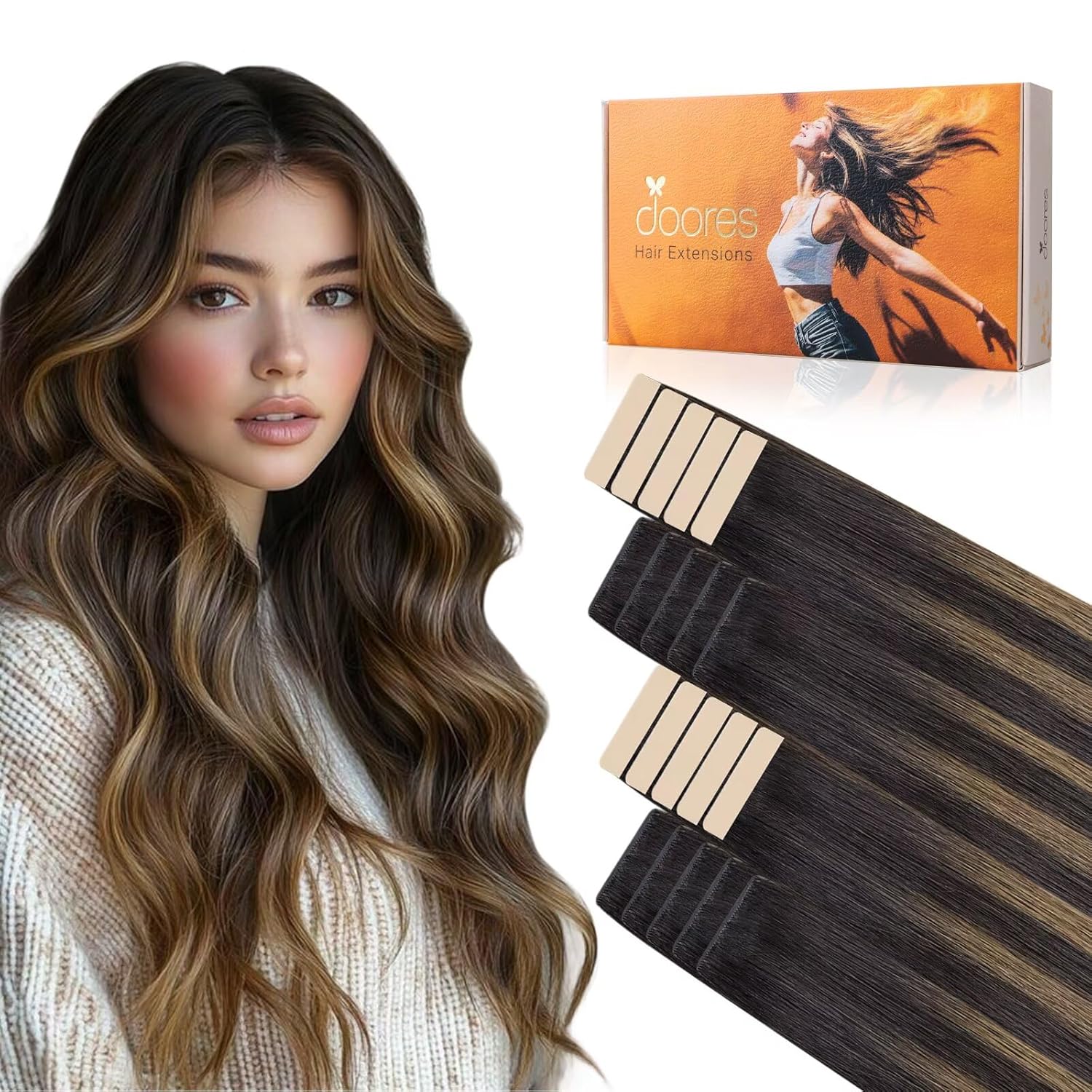 DOORES Injection Tape in Human Hair Extensions for Natural Look