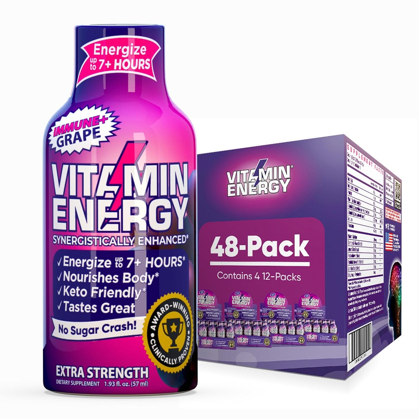 Vitamin Energy Extra Strength Energy Drink Shots for Immunity