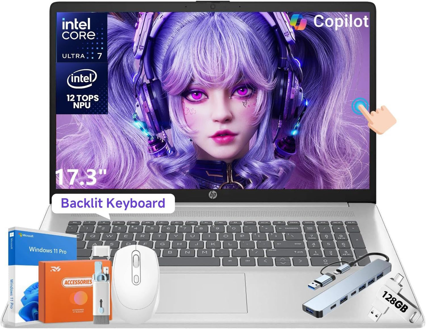 HP 2025 17.3 Touchscreen Business Laptop with AI and 64 GB RAM