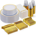 Gold Dinnerware Set 350 Piece for 50 Guests - Elegant Disposable
