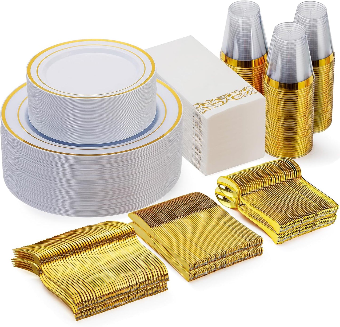 Goodluck 350 Piece Gold Dinnerware Set for Elegant Parties