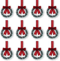 Retrowavy 12 Pcs Christmas Kitchen Cabinet Wreaths with Ribbon - Mini