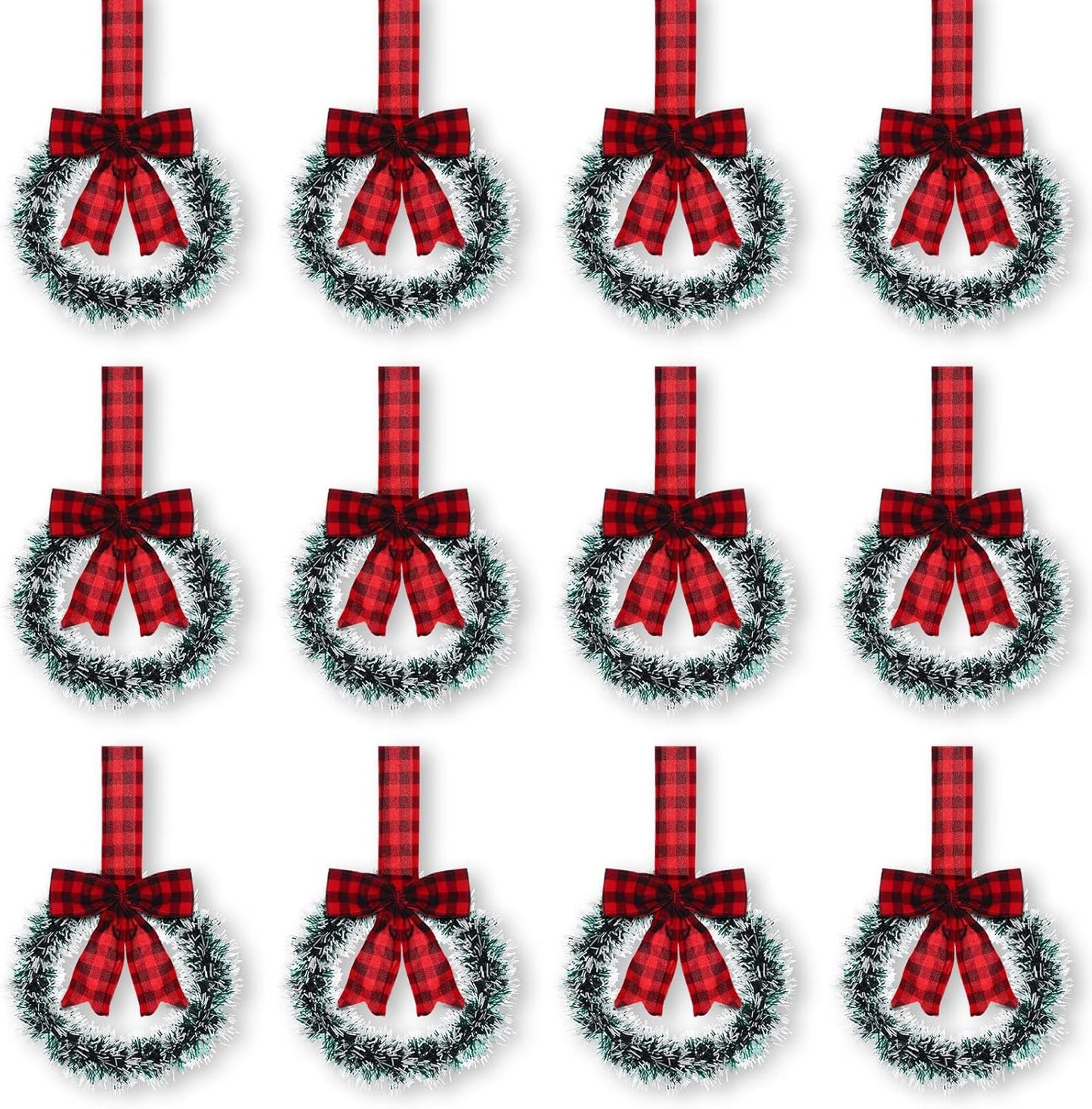 Mini Christmas Wreaths for Cabinets - 12 Pcs Festive Decor