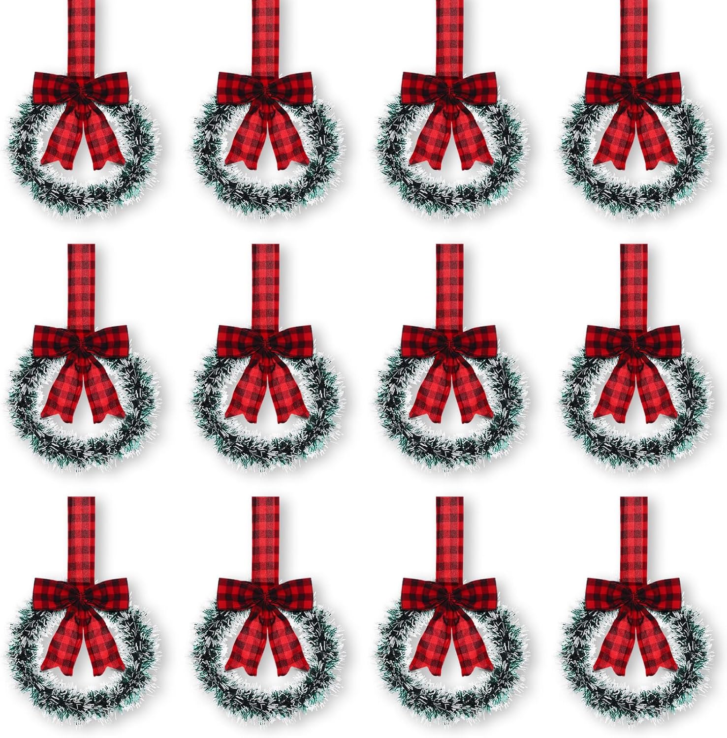 Mini Christmas Wreaths for Cabinets - 12 Pcs Festive Decor