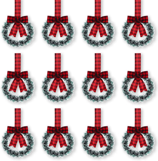 Mini Christmas Wreaths for Cabinets - 12 Pcs Festive Decor