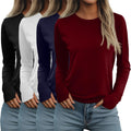 Women's Long Sleeve Thumb Hole Shirts 4-Pack - Soft Cotton Blend Neer