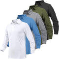 Long Sleeve Polo Shirt for Men - Moisture Wicking Golf Polo