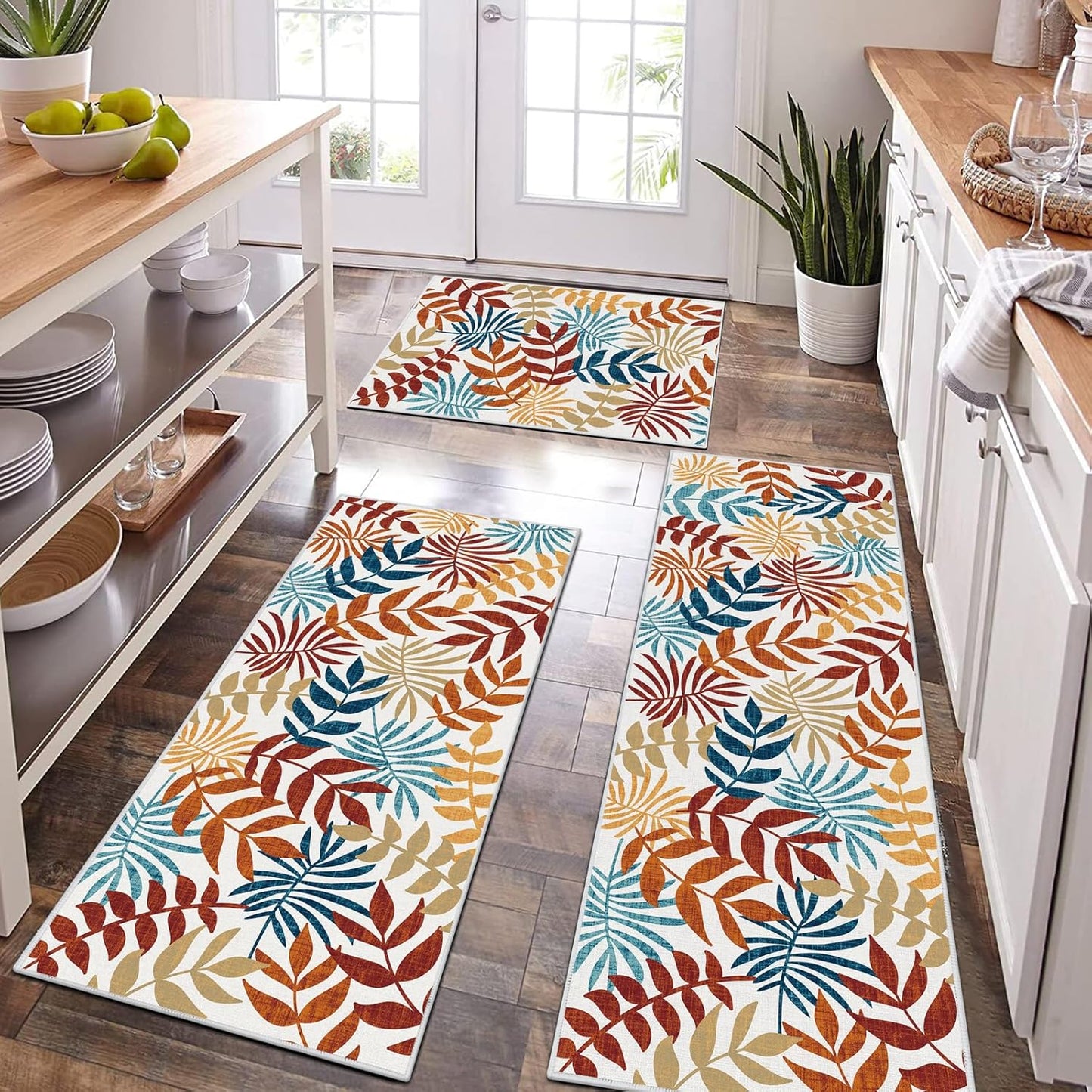 Boho Kitchen Rug Sets 3 Piece Non Slip Washable Mats for Home