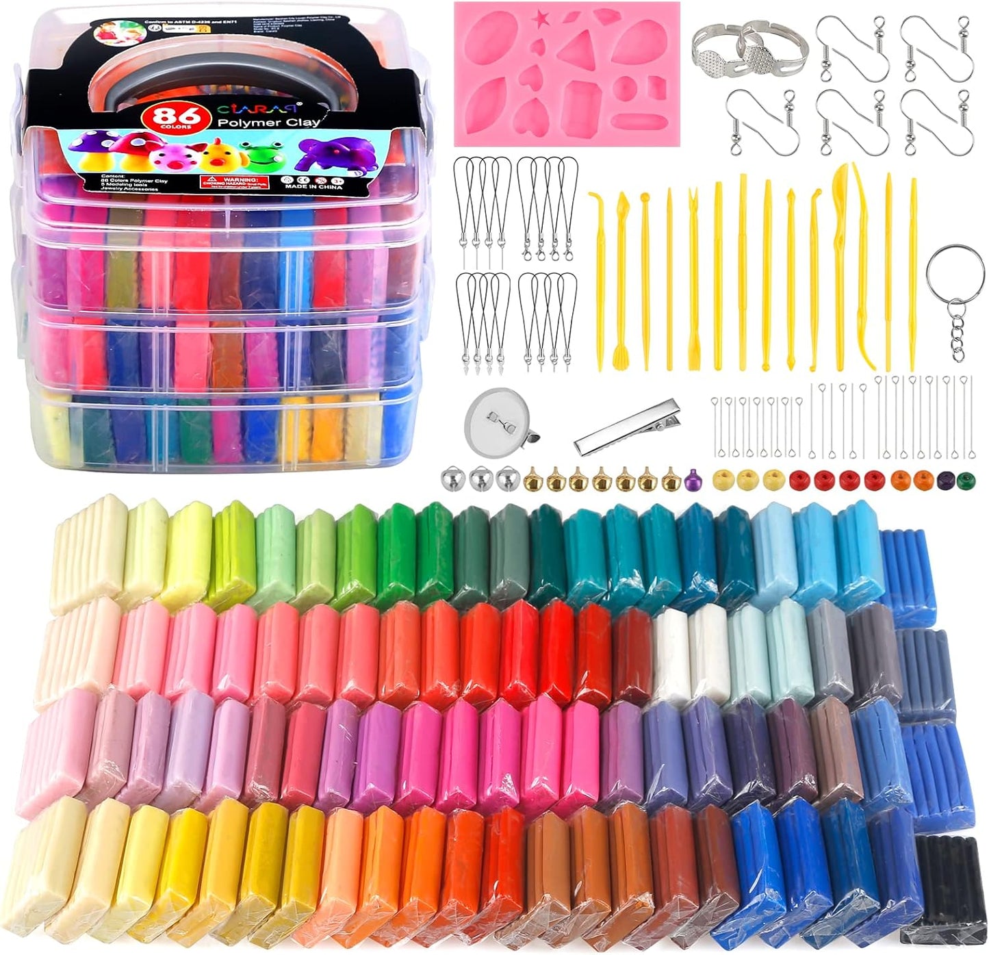 CiaraQ Polymer Clay Kit with 86 Colors and Sculpting Tools