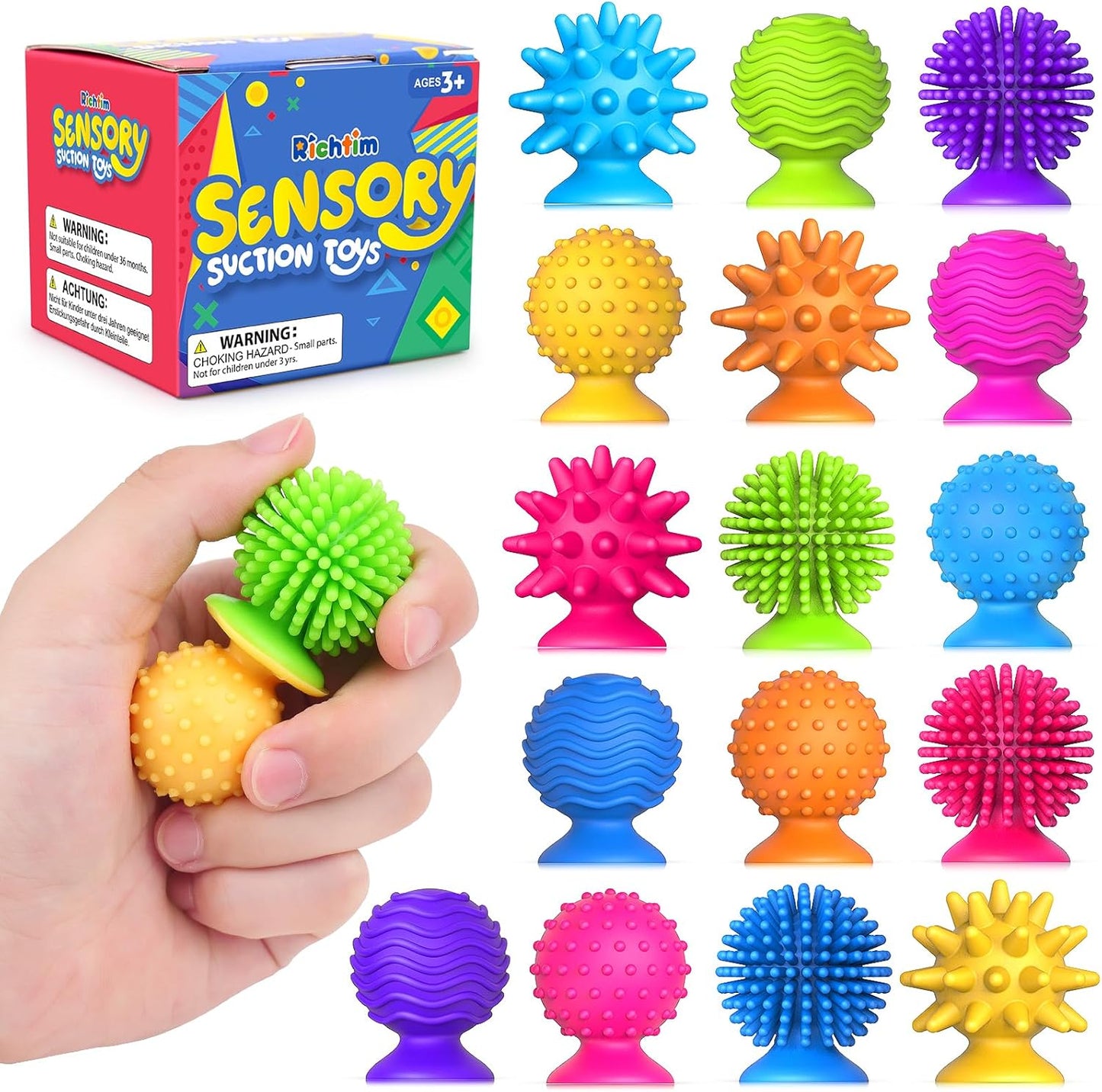 Calming Suction Fidgets: 16-Pack Autism Quiet Toys