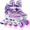 Kids Inline Skates for Girls Boys Beginners Adjustable - All 8 Wheels