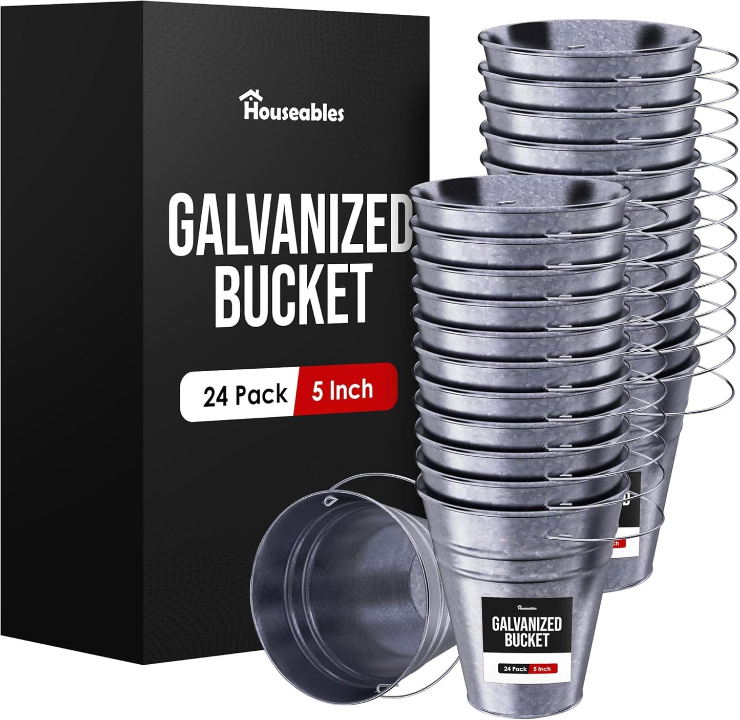 Houseables Galvanized Bucket for Crafts and Decorative Use