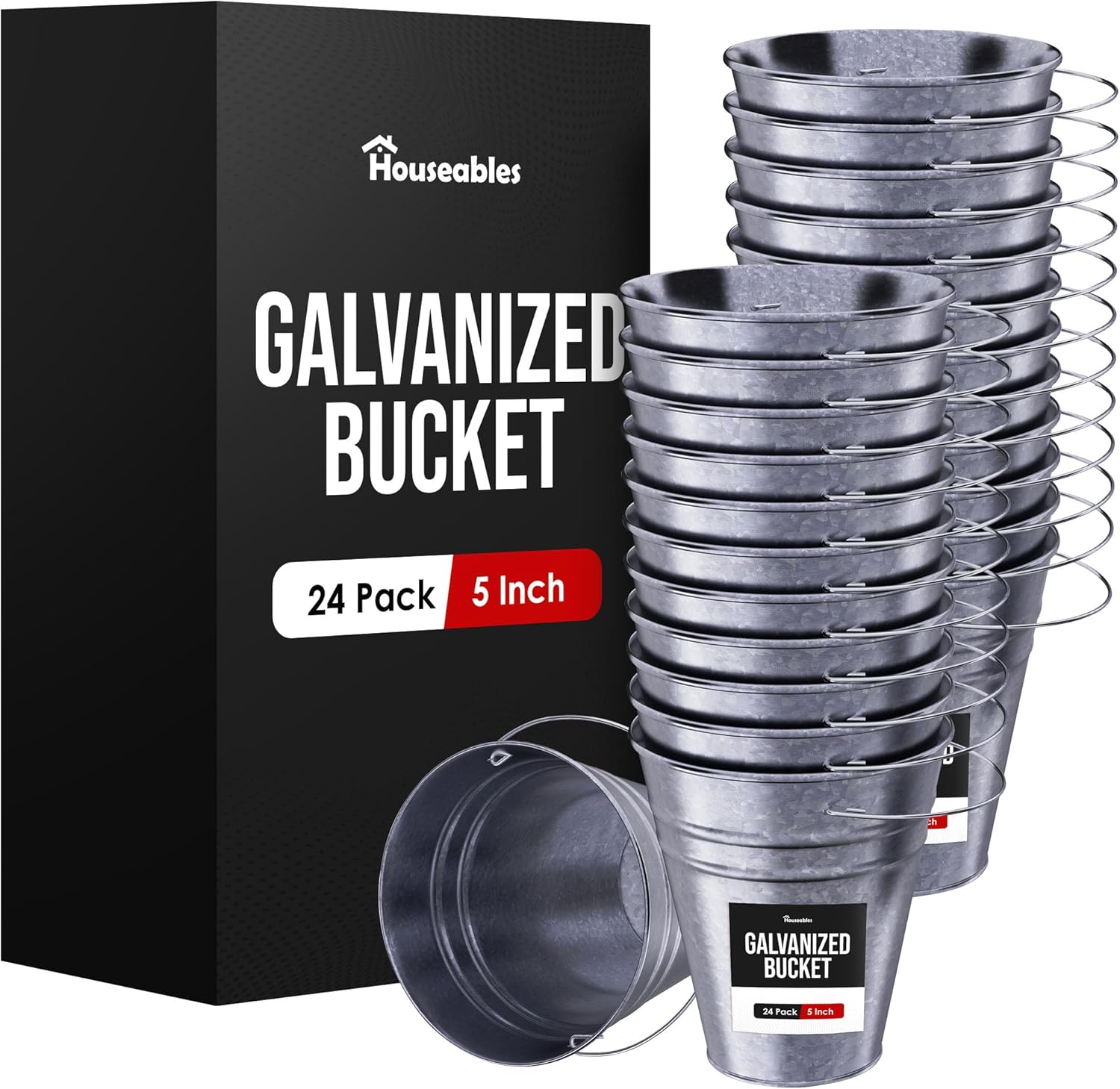 Houseables Galvanized Bucket for Crafts and Decorative Use
