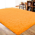 Fluffy Rug Carpets Soft Shaggy Area Rug 5ft x 8ft - Cozy Orange