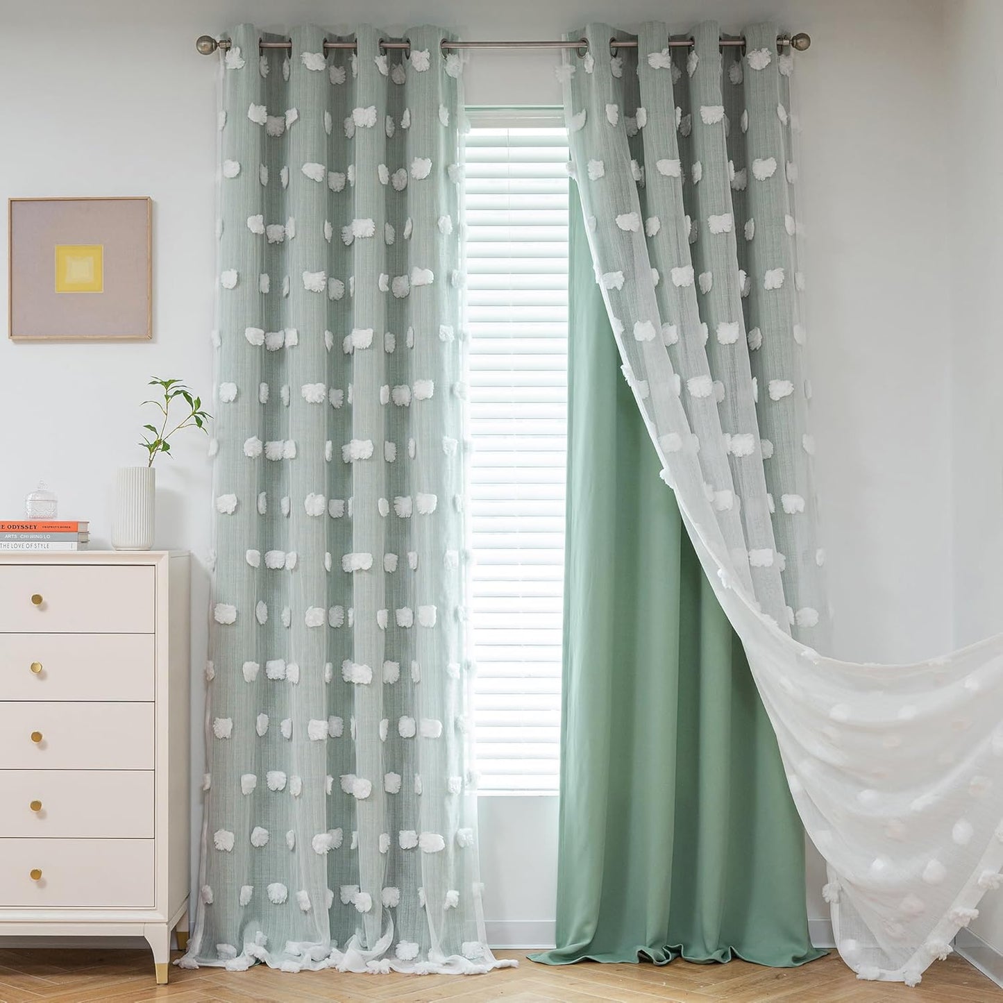 MYSKY HOME Aqua Living Room Curtains for Kids Room 84 in Long