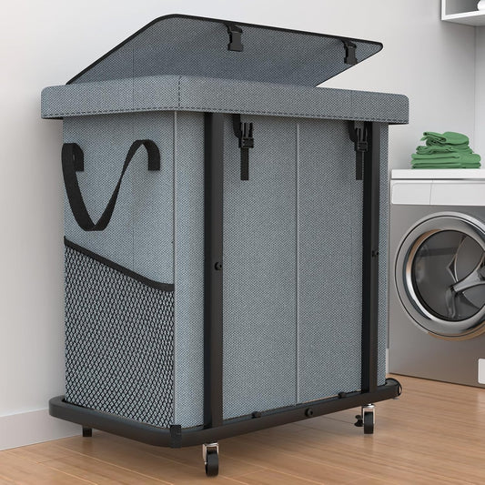 50 Gal High Grade Rolling Laundry Basket with Wheels for Home