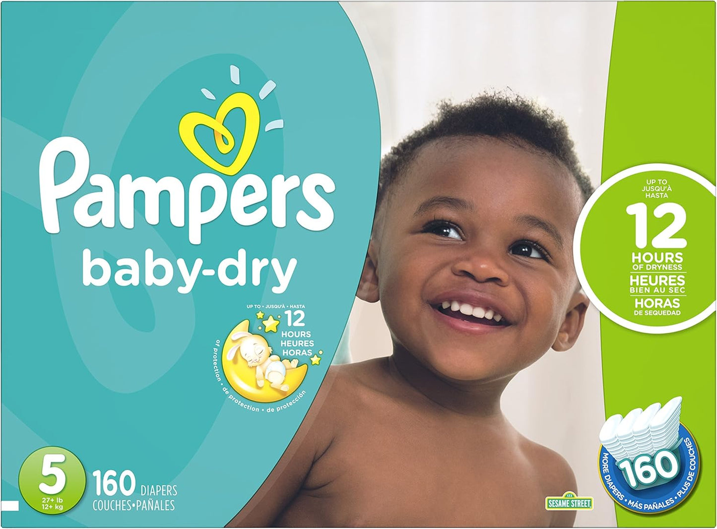Pampers Baby-Dry Size 5 Diapers - 160 Count, Economy Pack - All Night Dryness