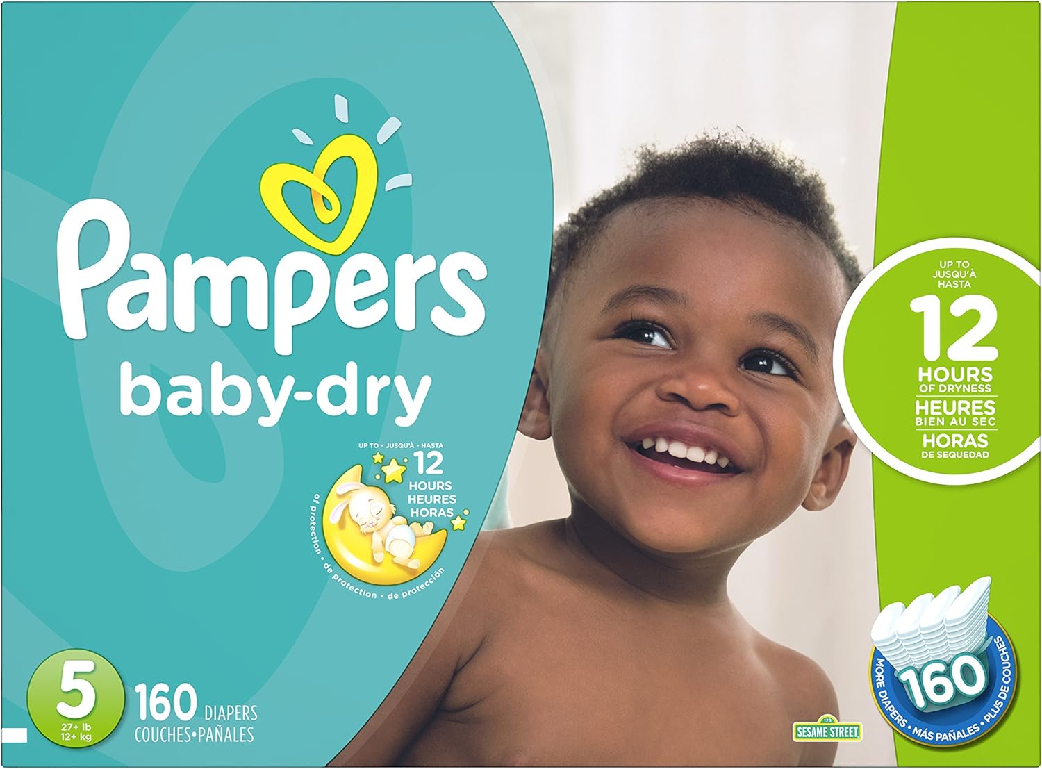 Pampers Baby-Dry Size 5 Diapers - 160 Count, Economy Pack - All Night Dryness