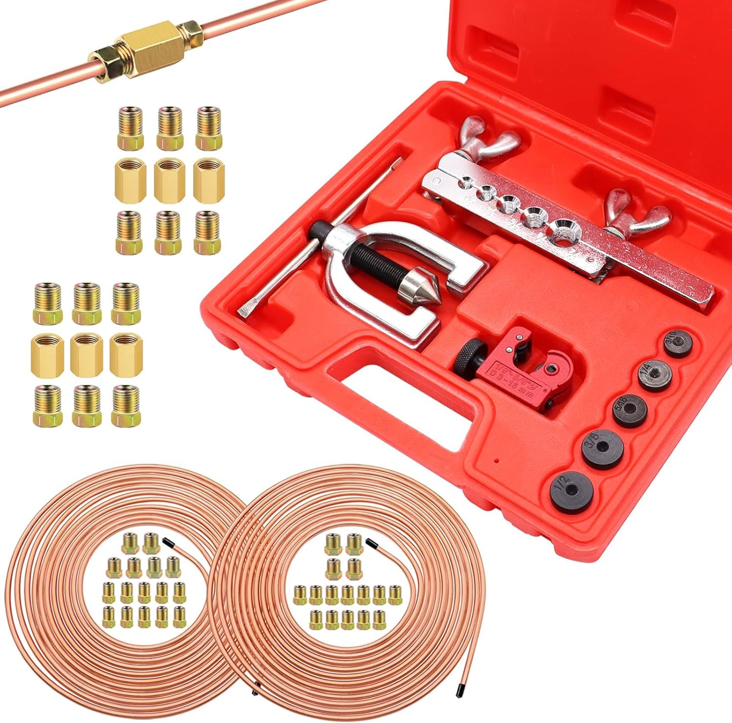 25 ft Copper Coated Brake Line Tubing Kit with Flaring Tool