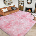 Large Rugs 8x10 Area Rug Pink Rainbow Shag - Plush Comfort