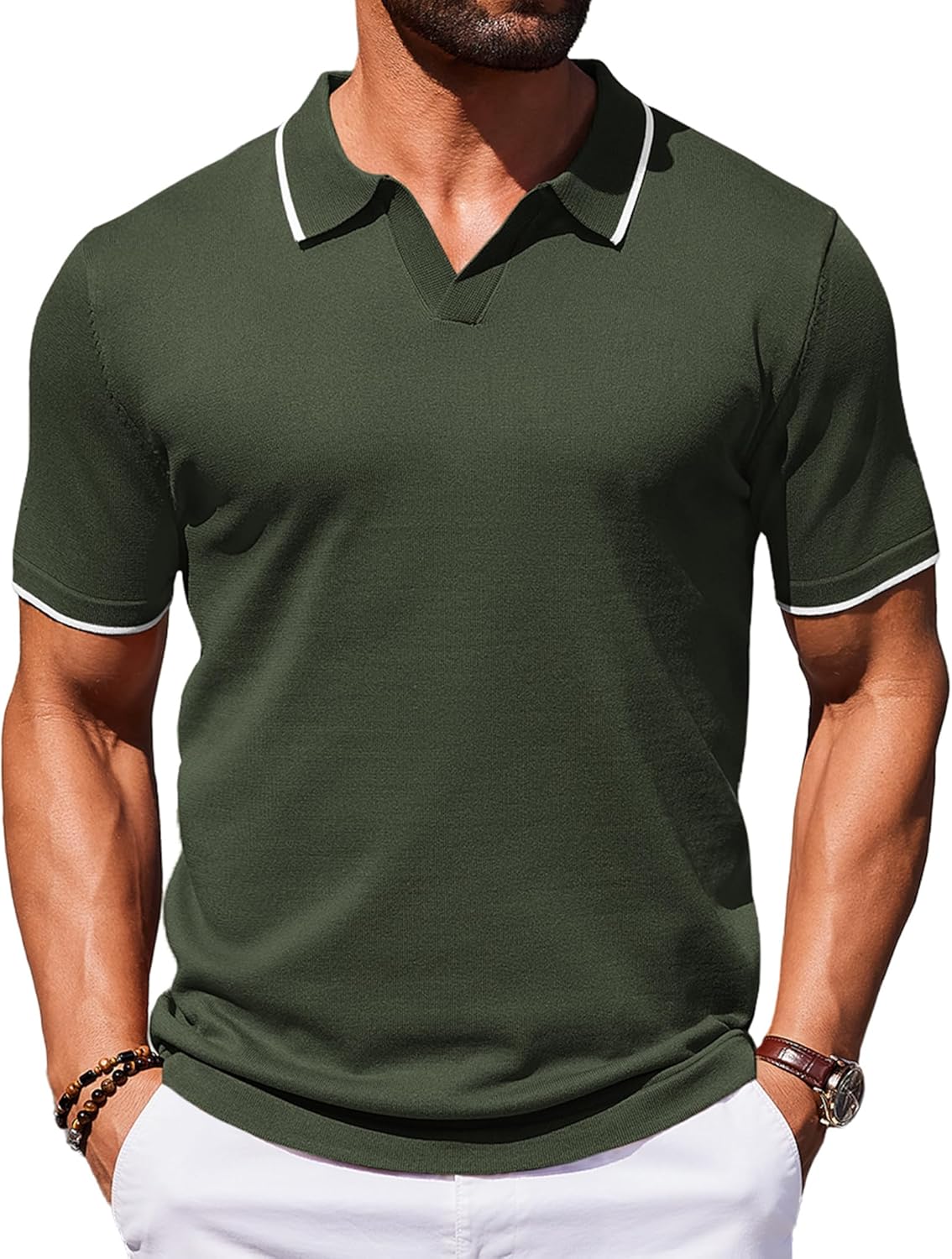 COOFANDY Mens Polo Shirts Short Sleeve Vintage Golf T Shirts