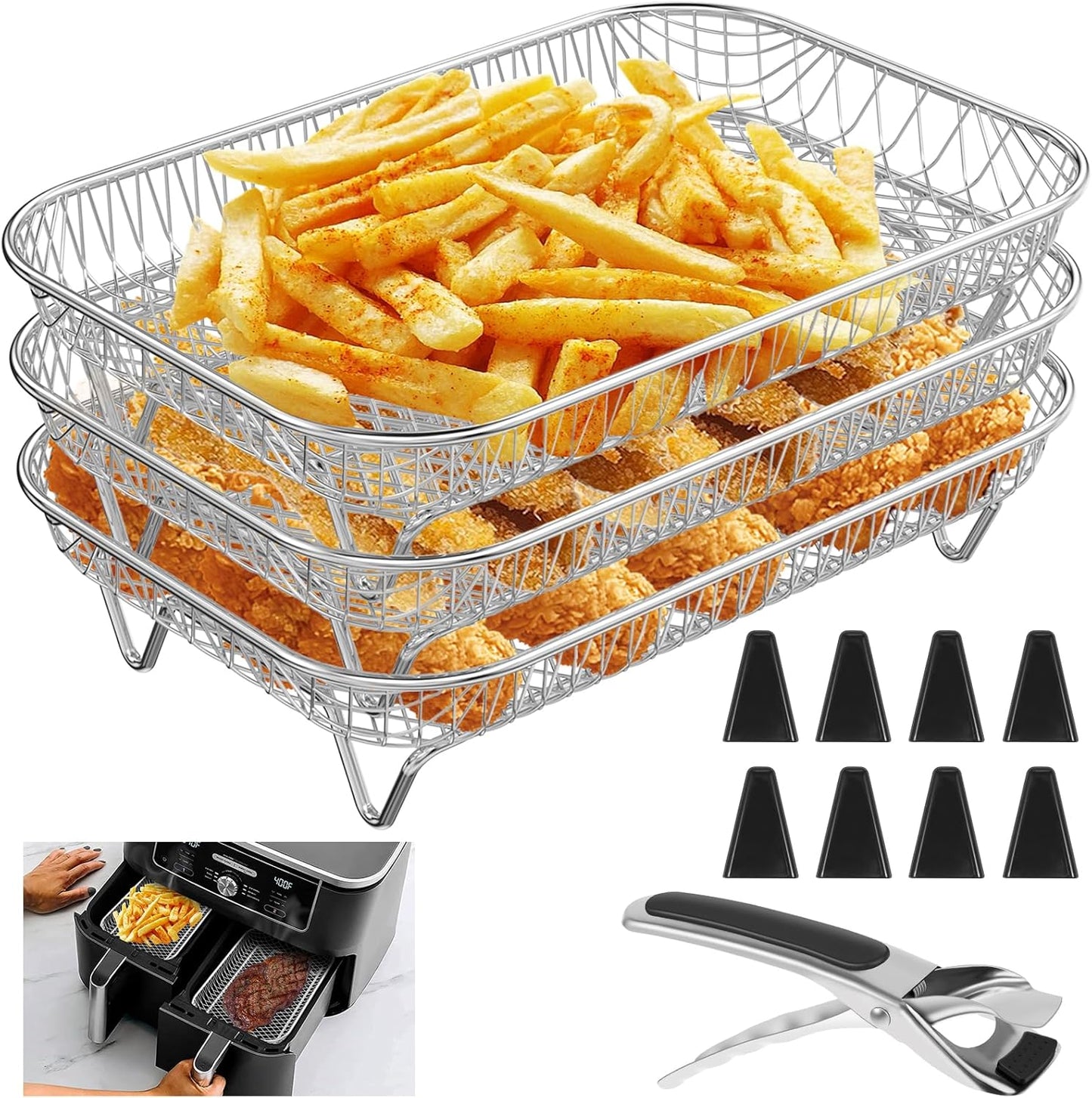 304 Stainless Steel Ninja Air Fryer Rack - 3 Layers